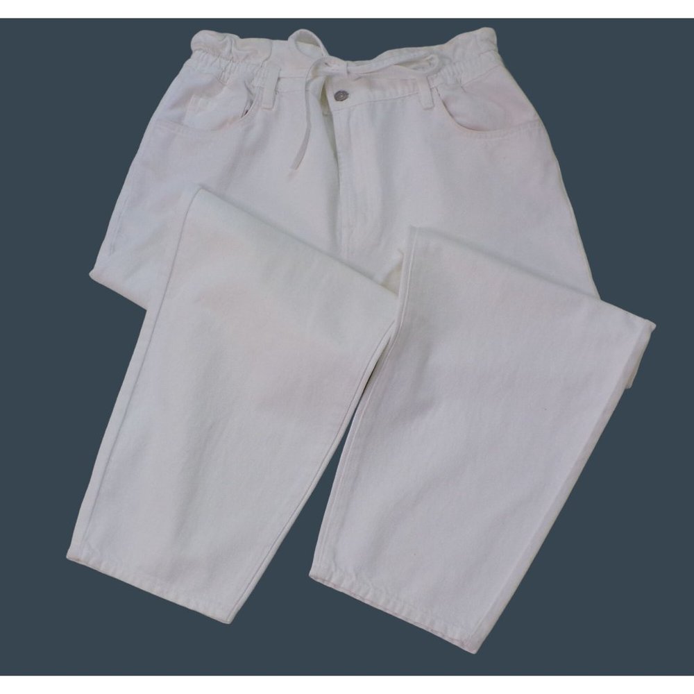 🆕 7 FOR ALL MANKIND Paperbag Balloon Leg Jeans Pants White 31 - Picture 5 of 8